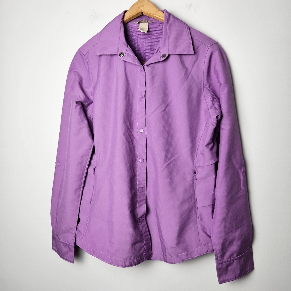 DULUTH TRADING CO Purple Cool Vented Snap Button Fishing Shirt‎ Small Womens